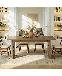 Tribesigns Solid Wood Dining Table for 4-6, 63'' Kitchen Table with Large Tabletop and Heavy Duty Legs, Rectangular Farmhouse Dinner Tables