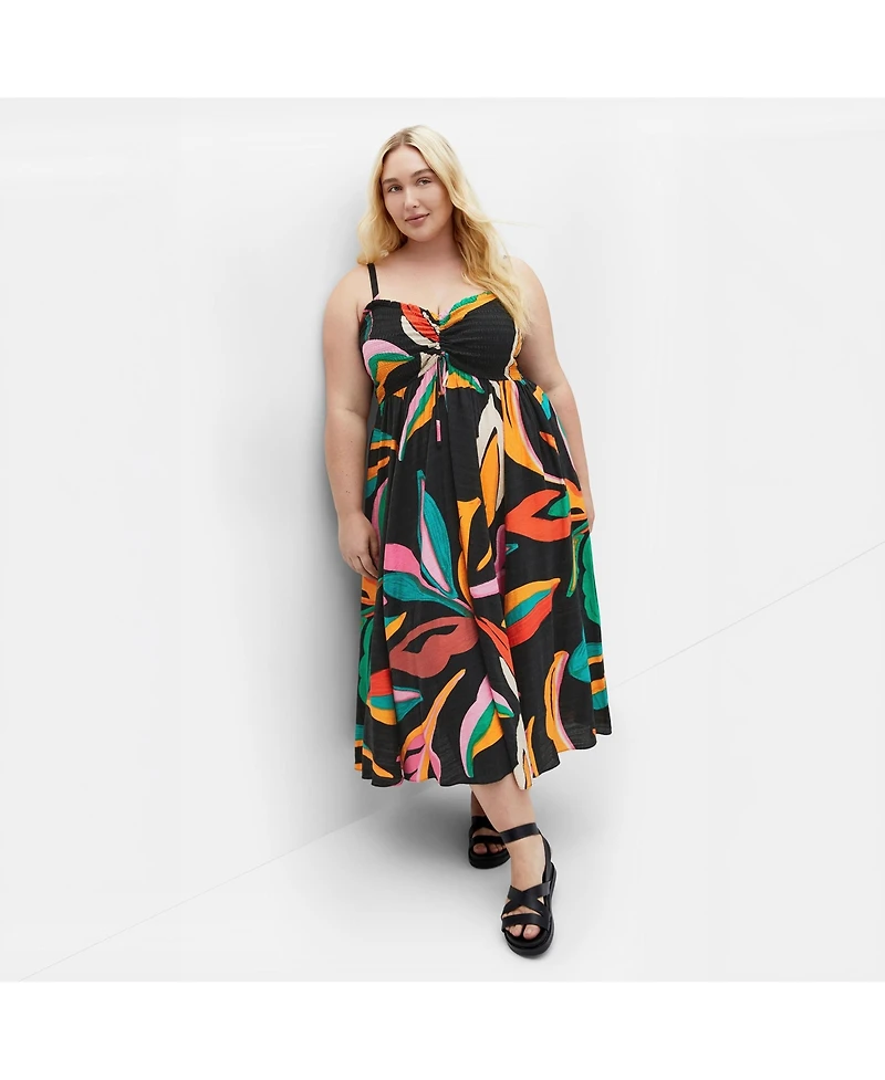 City Chic Women's Maui Shirred Print Maxi Dress