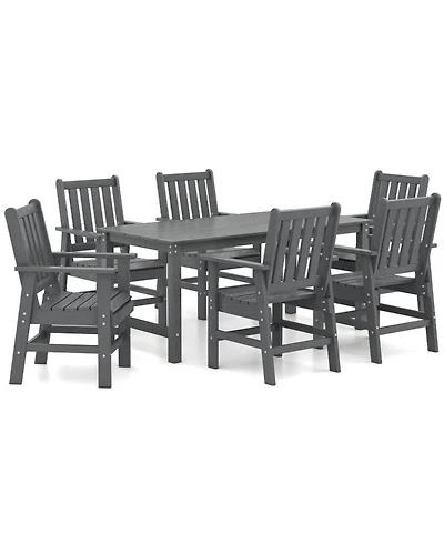 Sugifit 7-Piece Outdoor Dining Table Set for 6 People 67 in Hdpe Patio Rectangle Table and 6 Armchairs