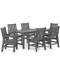 Sugifit 7-Piece Outdoor Dining Table Set for 6 People 67 in Hdpe Patio Rectangle Table and 6 Armchairs
