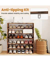 Gouun 6-Tier Stackable Shoe Rack with Anti-Tipping Device for Entryway
