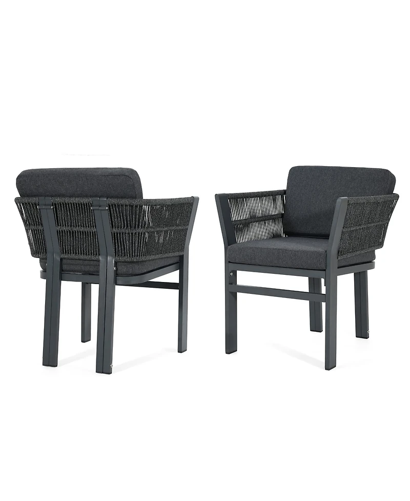 Rainsken 2-Piece All-Weather Patio Dining Chairs, Sturdy Aluminum Frame and Comfort Cushion, for Garden and Deck