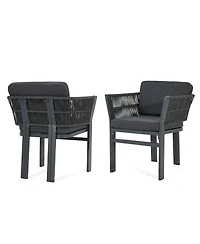 Rainsken 2-Piece All-Weather Patio Dining Chairs, Sturdy Aluminum Frame and Comfort Cushion, for Garden and Deck