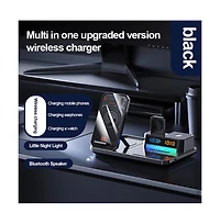 Artudatech 6-in-1 Wireless Charging Station with Bluetooth Speaker and Night Light – 15W Fast Charging