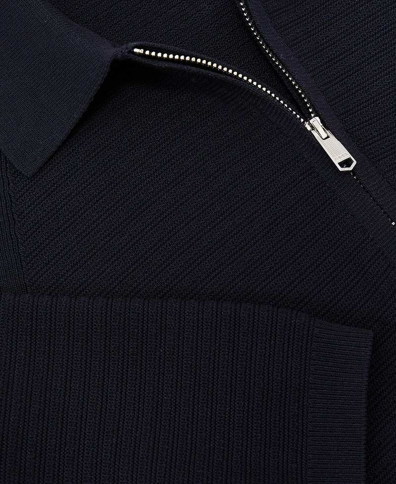 Reiss Men's Textured-Knit Half-Zip Polo Shirt