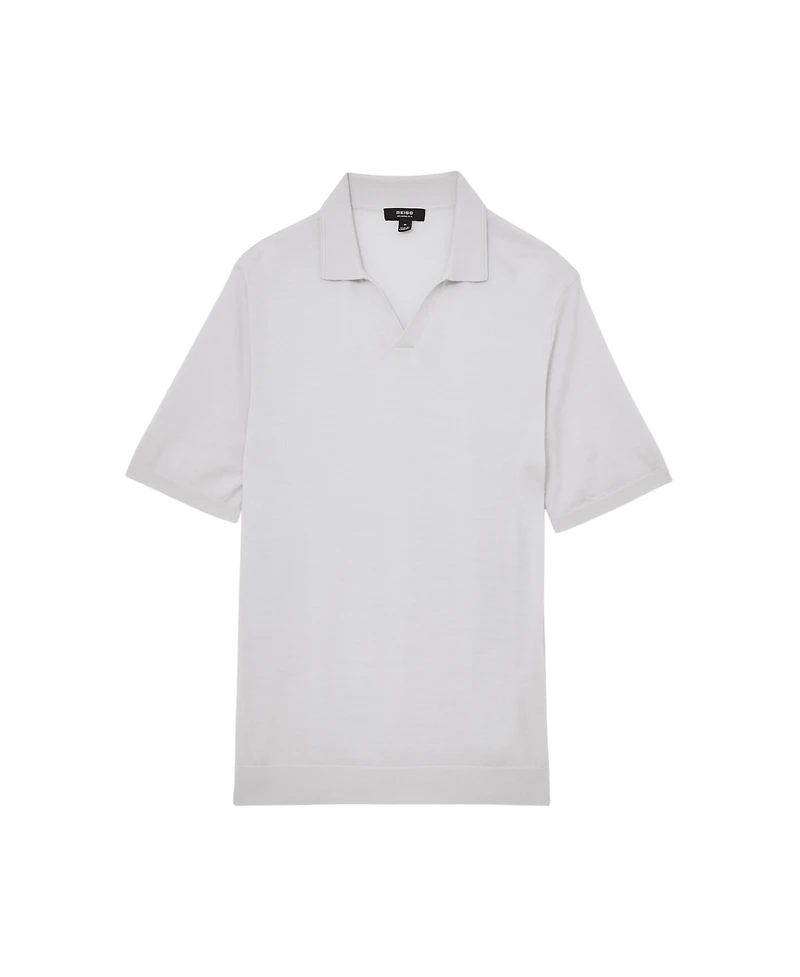 Reiss Men's Merino Wool Open-Collar Polo Shirt