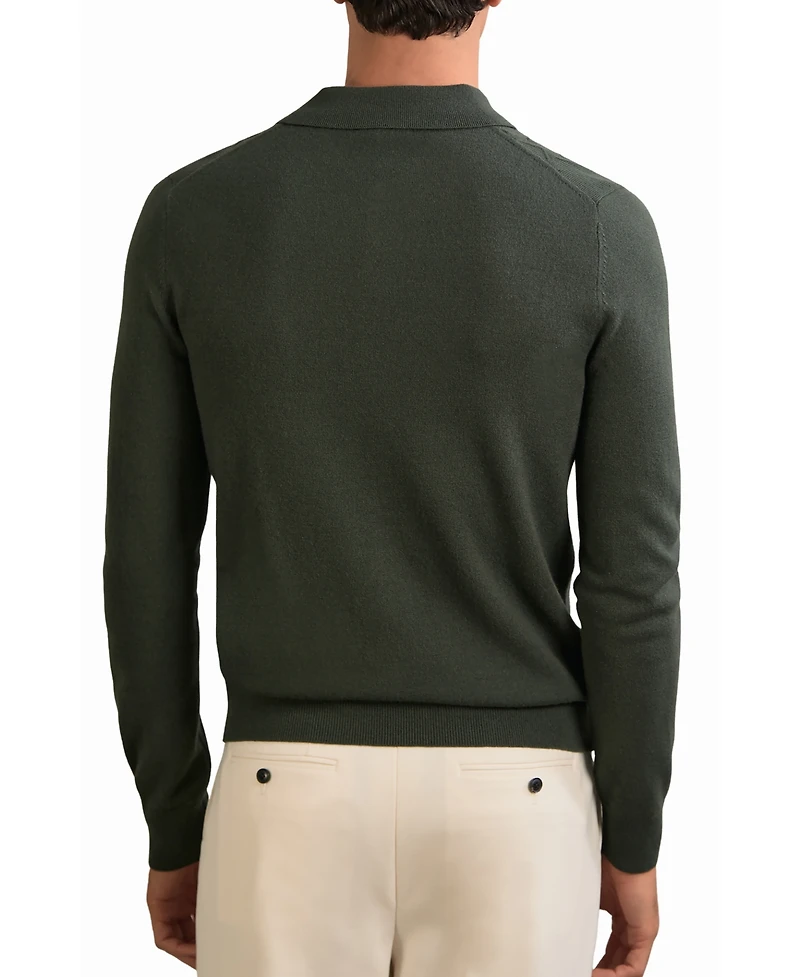 Reiss Men's Wool V-Stitch Button-Through Cardigan Sweater