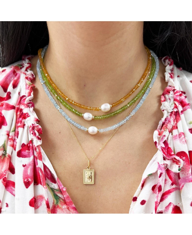 The Lovery Citrine Bead Pearl Necklace 14K Gold