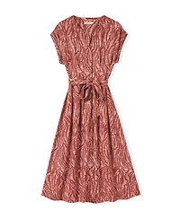 Celtic & Co. Women's Tie Waist Relaxed V-Neck Midi Dress