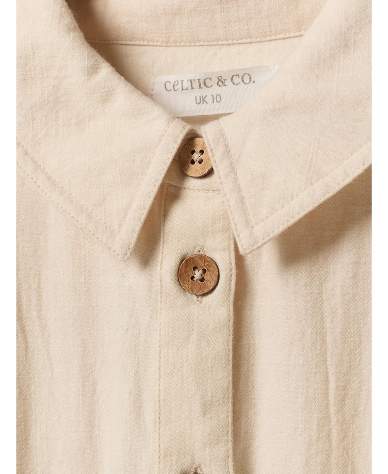 Celtic & Co. Women's Belted Safari Midi Shirt Dress