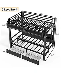 Lucky One Twin over Twin Bunk Bed with Storage Shelves and Drawers