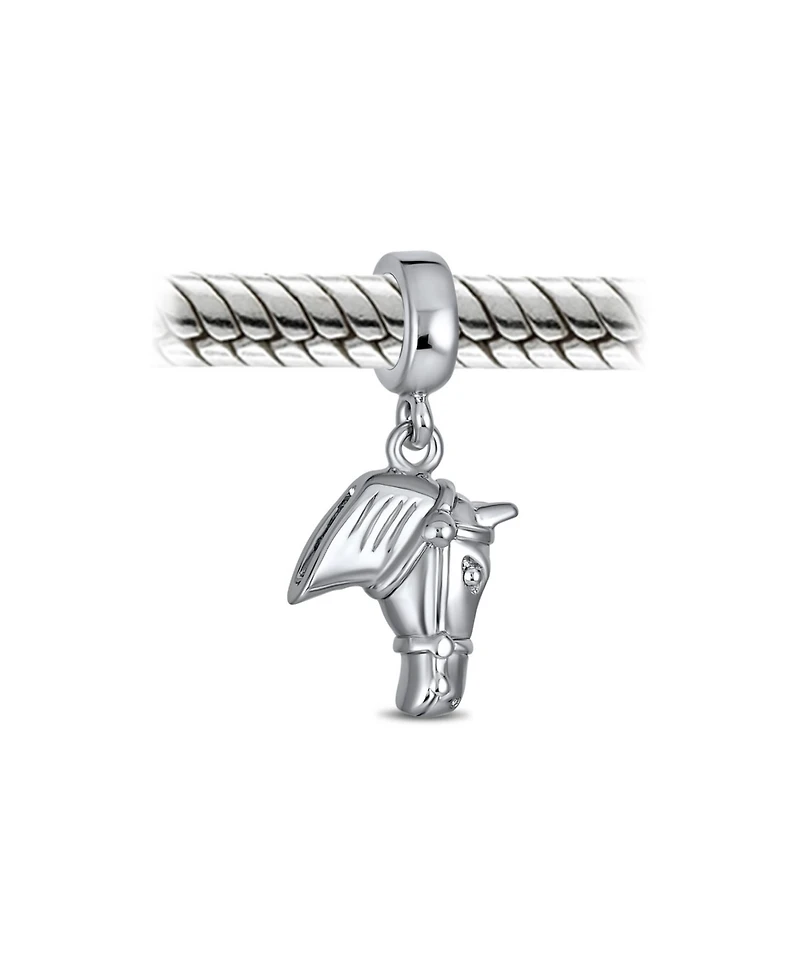 Bling Jewelry Western Equestrian Horse Dangle Charm Bead .925 Sterling Silver European Bracelet