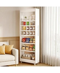 Tribesigns 73" Tall Slim Storage Cart on Wheels, 7-Tier Narrow Pantry Cabinet, Rolling Skinny Spice Rack Organizer Next to Fridge