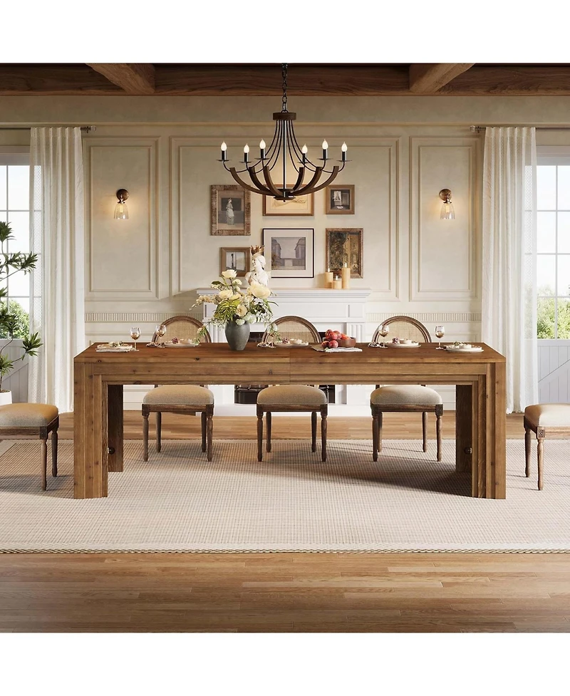 Tribesigns Solid Wood Dining Table for 6-10, 79" Extra Rectangular Kitchen Table, Farmhouse Dinner Table