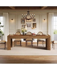 Tribesigns Solid Wood Dining Table for 6-10, 79" Extra Rectangular Kitchen Table, Farmhouse Dinner Table