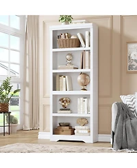 gaomon Tall Farmhouse Bookshelf, 5 Tier Open Bookcase with Adjustable Shelves and Anti-Tip, Storage Organizer for Living Room