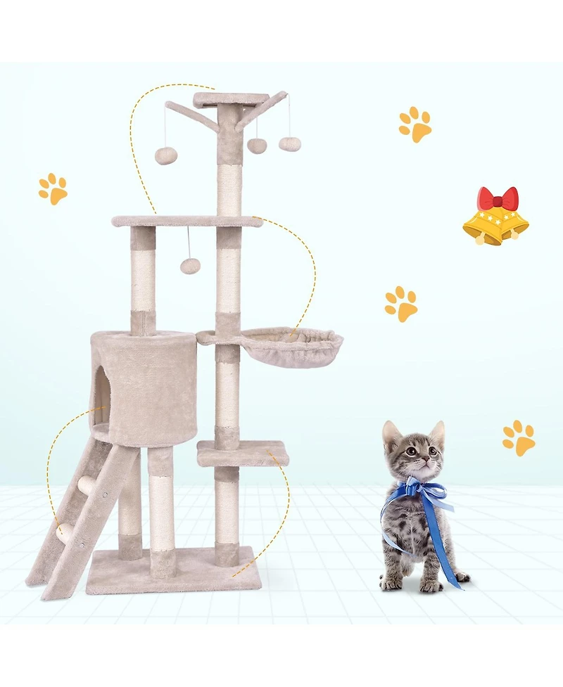Cozito Cat Tree 56 in Tall with Condo Scratching Posts Ladder