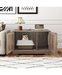 Cozito Cat Litter Box Enclosure 31.5 in Wooden End Side Table