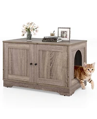 Cozito Cat Litter Box Enclosure 31.5 in Wooden End Side Table