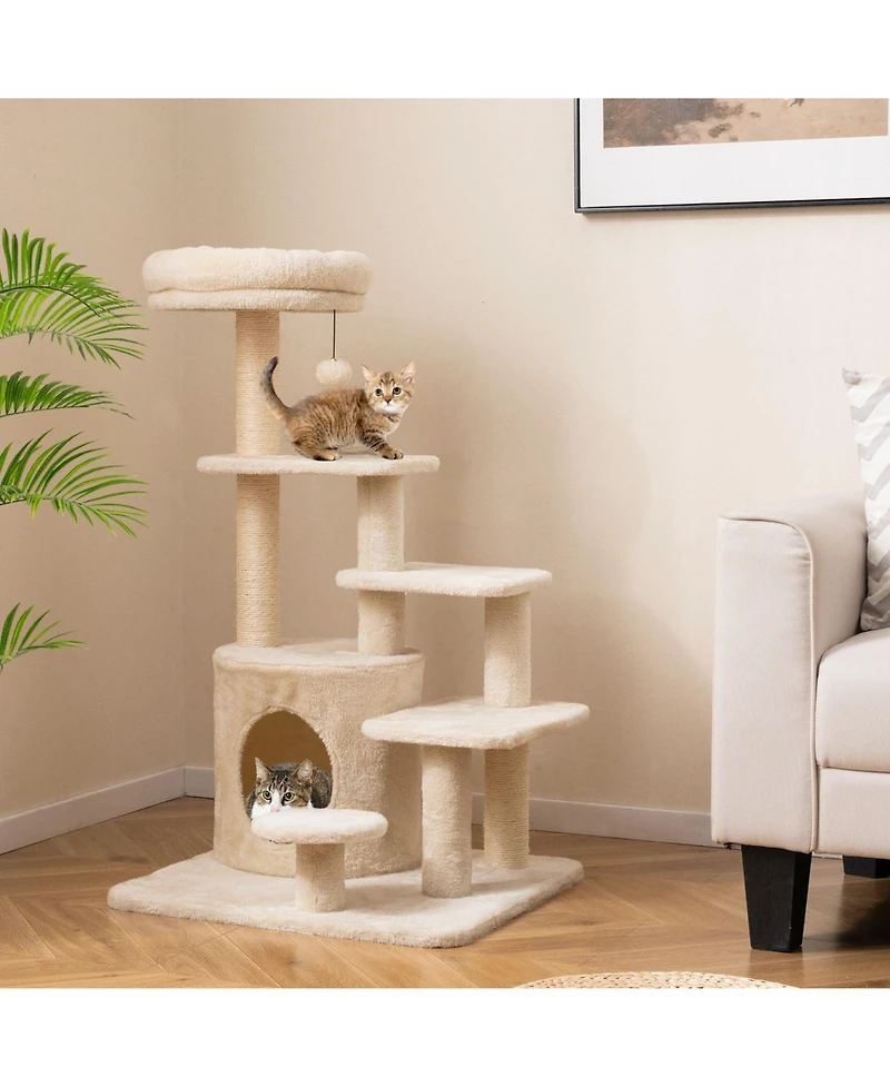 Cozito Cat Tower 40 inch Multi-Level with Condo and Jingle Ball