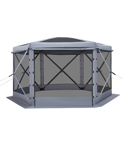 Gouun Pop Up 6-Sided Gazebo Screen Tent 12x12 ft with Removable Top, Carry Bag and Mosquito Netting