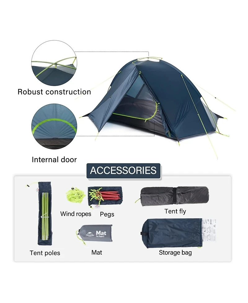 Naturehike 1-Person Ultralight Backpacking Tent Weighs only 3.08 lb 20D Customized Waterproof perfect for backpacking and cycling tours