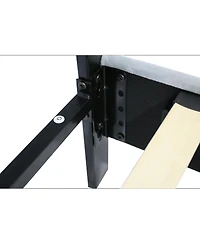 Lucky One Queen Size Upholstered Platform Bed Frame with pull point Tufted Headboard