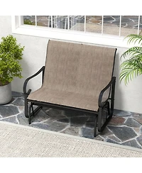 Gouun 2-Person Outdoor Glider Bench with High Backrest and Metal Frame