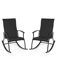 Gouun Set of 2 Outdoor Patio Rocking Chairs with Breathable Backrest