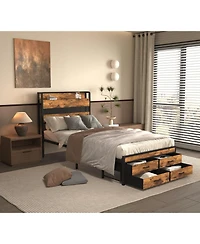 Lucky One Bed Frames with Headboard,Bed Frames with Storage Drawers