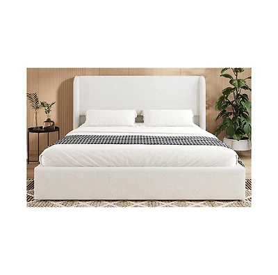 Lucky One Boucle Bed Frame, Upholstered Cloud Bed Frame with Headboard