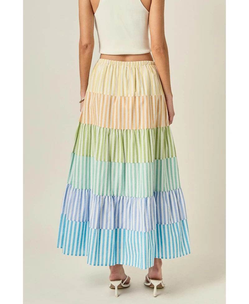 English Factory Women's Colorblock Elastic Skirt