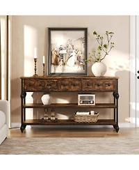 gaomon 53" 3-Tier 3-Drawer Console Sofa Table (Hallway/Living Room