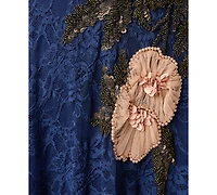 Adrianna Papell Women's Off-The-Shoulder Embellished Midi Dress