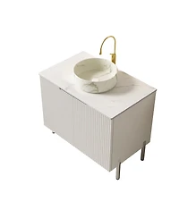Sillysis Modern Bathroom Vanity with Vessel Sink, Soft Close Doors, Scandinavian Storage Cabinet