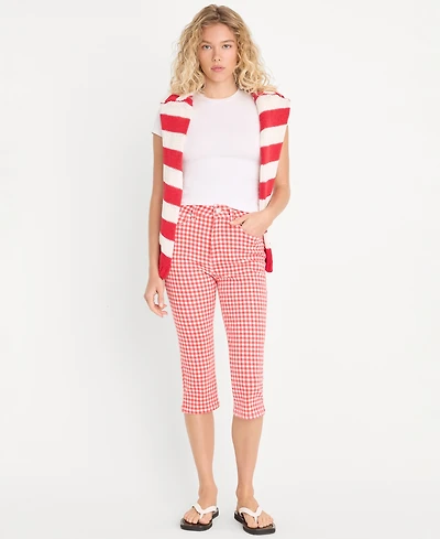 Good American Women's Gingham Capris Pants, Created for Macy's