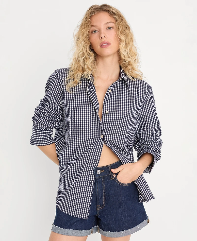 Good American Women's Cotton Seersucker Classic Shirt