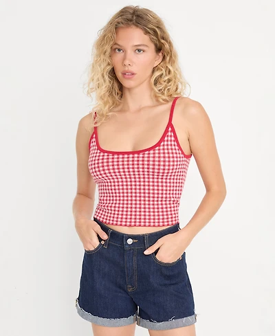 Good American Women's Gingham Camisole Sweater Tank Top