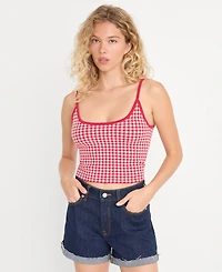 Good American Women's Gingham Camisole Sweater Tank Top
