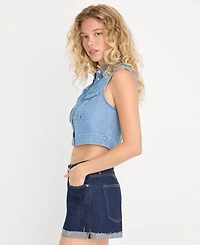 Good American Women's Denim Sleeveless Button-Up Top, Created for Macy's