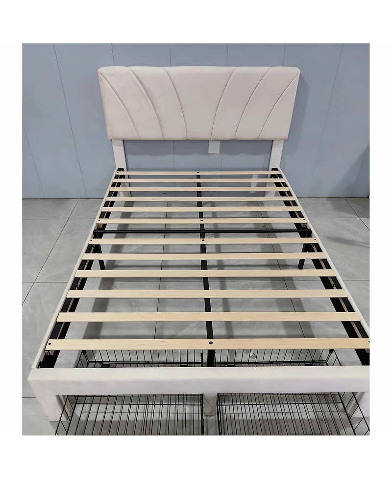 Homfan Bed Frame with Adjustable Headboard