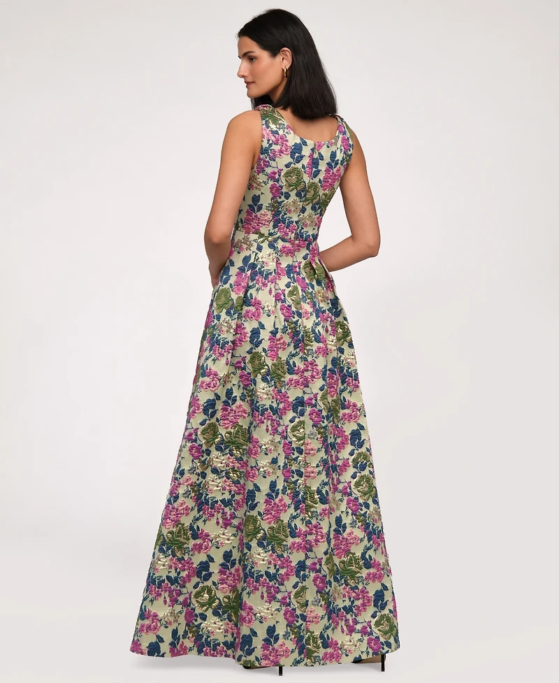 Js Collections Women's Floral Jacquard V-Neck Dress