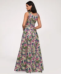 Js Collections Women's Floral Jacquard V-Neck Dress