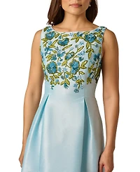 Adrianna Papell Women's Beaded Shantung Boat Neck Polyester Dress