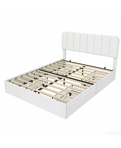 Homfan Bed Frame Heavy Duty Slats with 2 Storage