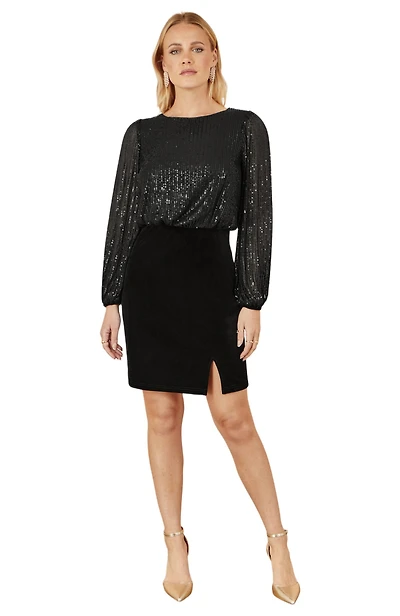Yumi Women's Sequin And Velvet Mini Dress