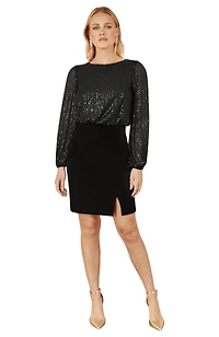 Yumi Women's Sequin And Velvet Mini Dress