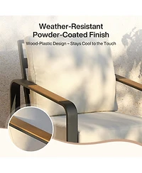 Tribesigns Outdoor Single Patio Sofa with Removable Cushions, Metal Frame Chair Thick Cushions for Patio, Balcony, Garden