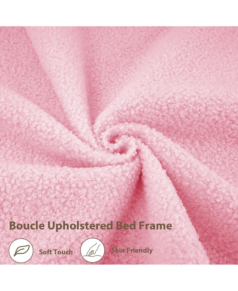 Homfan Upholstered Bed Frame with Storage Headboard, Led Lights