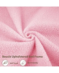 Homfan Upholstered Bed Frame with Storage Headboard, Led Lights